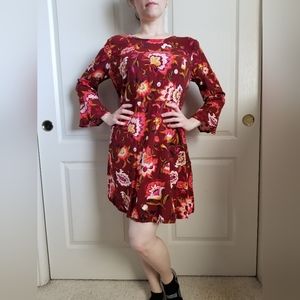 Old Navy Bell Sleeve Flower Print Swing Dress Retro 70s Style